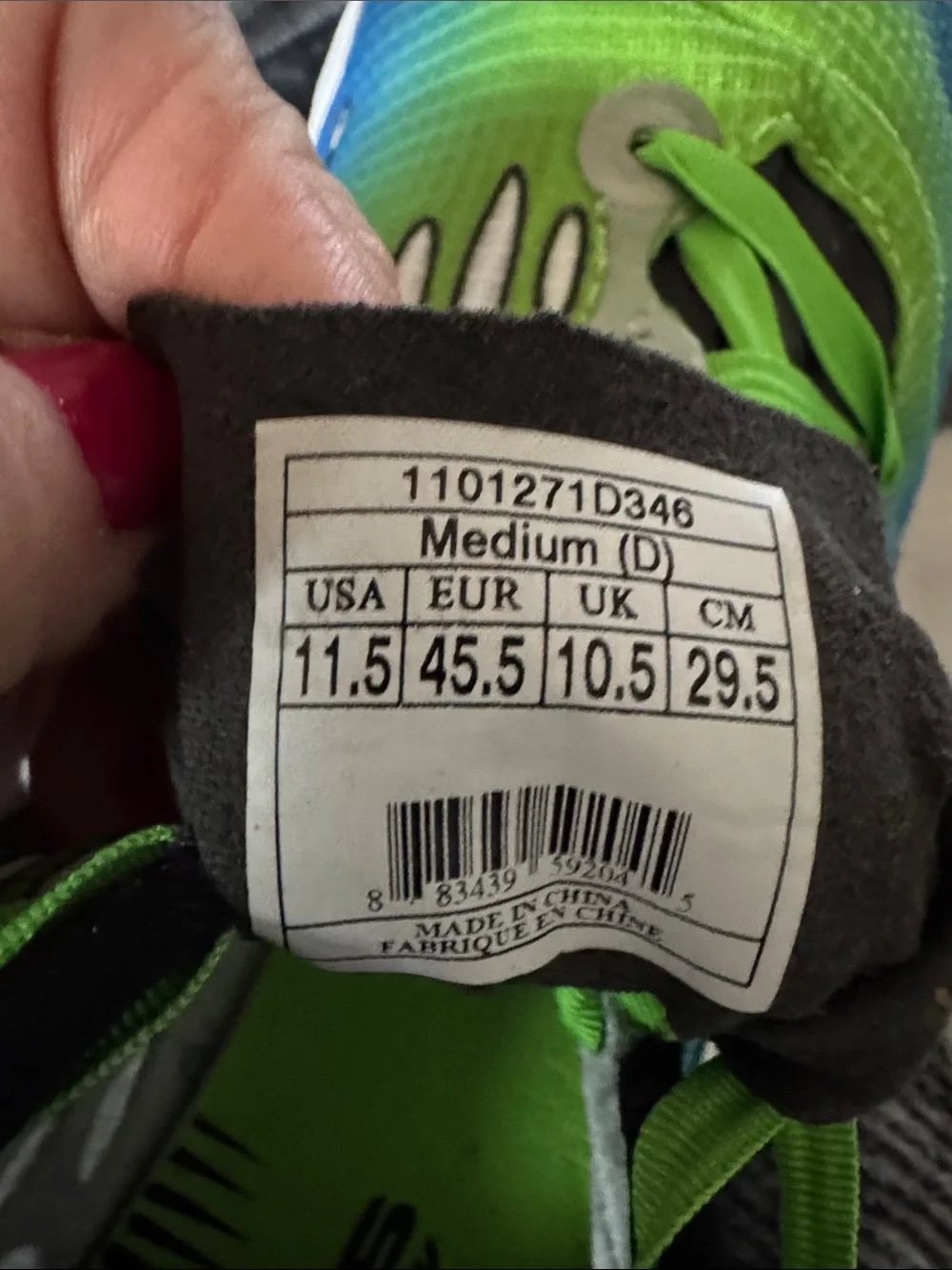 Brooks Mach Blue Green cross country Running Shoes with Neon Green Laces 11.5